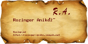 Rozinger Anikó névjegykártya
